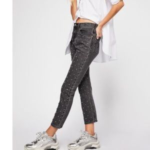 Levi's 501 Original Cropped crystal studded jeans